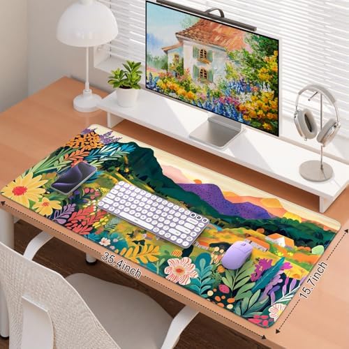 iCasso Large Gaming Mouse Pad 35"x16",Waterproof Desk Mat,Oil Painting