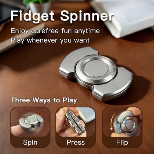 6Pcs Silver Metal EDC Fidget Toys Bundle, Cool Sensory Desk Gadget Gifts for Adult Stress & Anxiety Relief