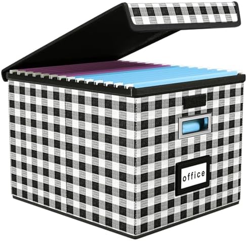 File Organizer Box with Lids, Collapsible File Folder Organizer