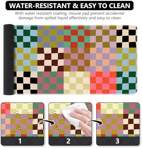 iCasso Desk Mat,Cute Desk Cover for Women,35.4x15.7in,Checkered