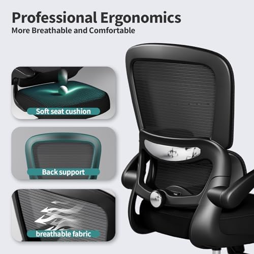 TRALT Office Chair - Ergonomic Desk Chair with Adjustable Lumbar Support, Mesh Computer Chair, Executive Chairs for Home Office Comfortable Lumbar Support Black Pack of 8