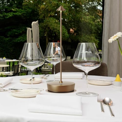 Set of 2 LED Cordless Table Lamp, Rechargeable Battery Operated Dimmable Restaurant Table Lamp, 6000mAh, Outdoor Patio Bronze