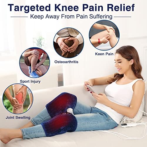Heated Knee Wrap - 2 Pcs Hands-Free Electric Heating Pad for Knee Pain Relief, Arthritis & Knee Fatigue, Fast Heating with Adjustable Temperature 86℉ to 158℉ & 10-90 Min Auto-Off