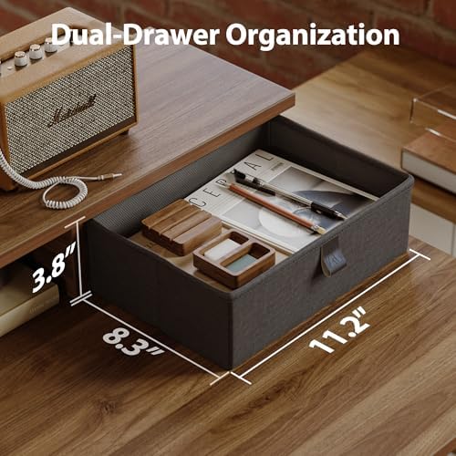 Agilestic 48 x 24 Inches Electric Standing Desk with 2 Storage Drawers, Adjustable Height Sit and Stand Computer Table with Splice Board, Dark Walnut