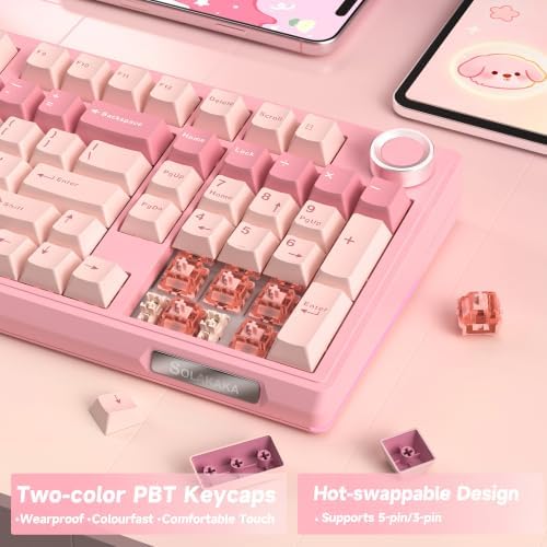 SOLAKAKA KI99 Pro 96% Wireless Mechanical Keyboard (Pink, Silent Switch)