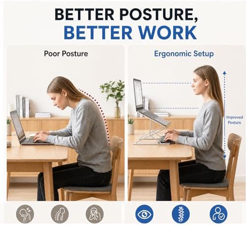 Adjustable Foldable Portable Laptop Stand for Desk Silver