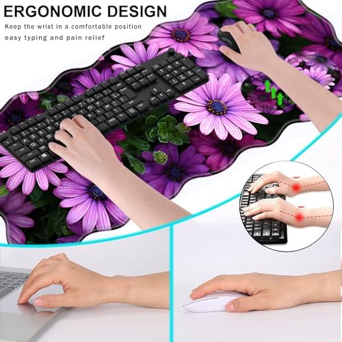 Mouse Pad with Wrist Support + Desk Mat + Coaster 3 in 1 Set, XL Large Gaming Mousepad Ergonomic Mouse Pads for Desk Computer Laptop Office,African Daisy