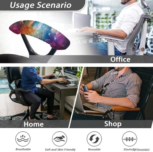 2Pcs Office Chair Arm Cover, Starry Sky Print Chair Armrest Covers, Office Seat Hand Rest Protector, Elastic Skin Friendly Computer Arm Protectors