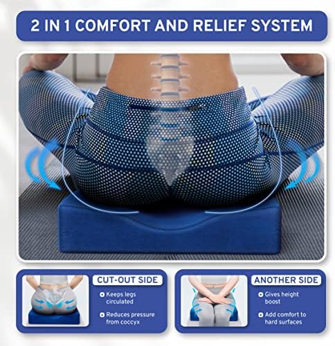 ComfySure Wedge Pillow for Office Chair Cushion and Car Seat Cushion - Medium Firm Memory Foam Seat Pad for Truck Seat, Gaming Chair - Orthopedic Support and Pain Relief for Tailbone and Hip