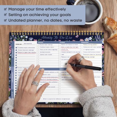 Taja Weekly To Do List Notepad, Undated Weekly Planner Pad, 8.5" x 11"