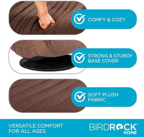BIRDROCK HOME Swivel Floor Chair - 360 Adjustable Memory Foam Lounge Seat - Gaming - Comfortable Back Support - Cushion Dorm Rocker - Comfy for Reading Game Meditating - Fully Assembled (Brown)