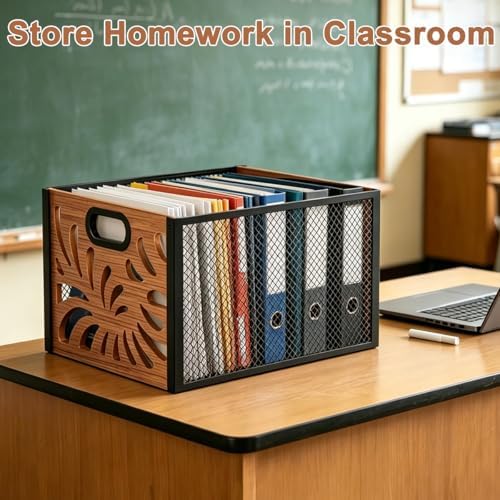 Wood File Box,Hanging File Organizer,File Storage Box Bin for Letter Size