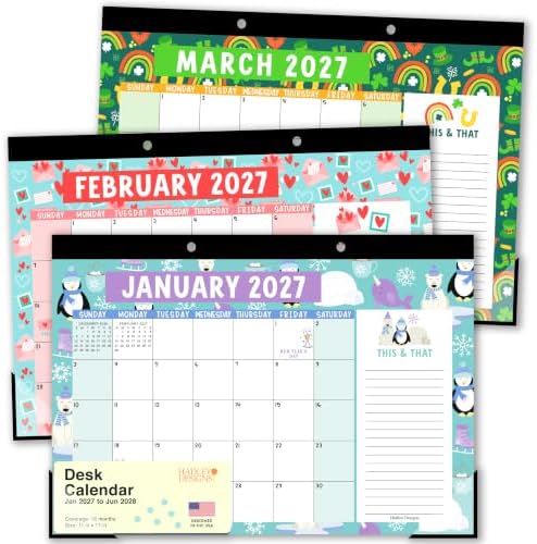 Large Desk Calendar 2027 - Desktop Calendar 2027-2028