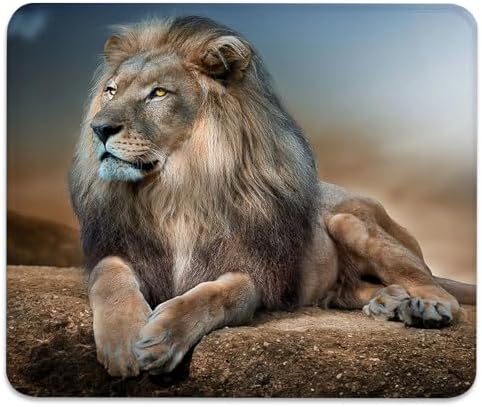 Majestic Lion at Rest Mouse Pad, Wild Animal Durable Desk Mat
