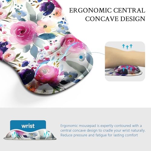 Flower Mouse Pad with Gel Wrist Rest, Ergonomic Mousepad Office Gifts