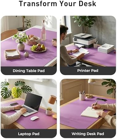 Aothia Faux Leather Desk Mat - Large Mouse Pad, Non-Slip PU Leather Blotter, Waterproof Writing Surface for Office and Home (Iris Violet, 63" x 17")