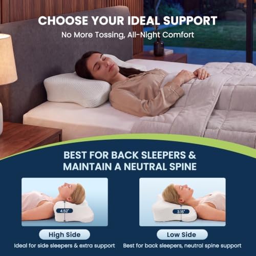 OLIXIS Cervical Neck Pillow for Pain Relief, Ergonomic Memory Foam Pillows for Sleeping, Cooling Side Sleeper Pillow for Neck Support, Contour Pillow Orthopedic Bed Pillow for Back Stomach Sleepers