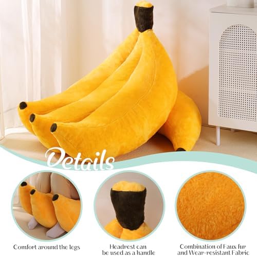 Banana Bean Bag Chair with Ottoman, Floor Sofa Bed with Footrest, Comfy Convertible Lounger for Teens & Adults, Plush Couch for Bedroom, Living Room or Dorm, M-Yellow