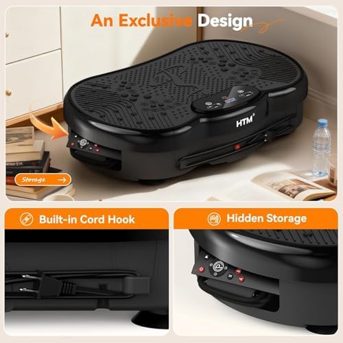 HTM Vibration Plate Exercise Machine, 9 Modes & 120 Speeds, Body Shake Plate with Resistance Bands Slot & Remote Control, Shake Board for Weight Loss Fat Burner Home Fitness Workout