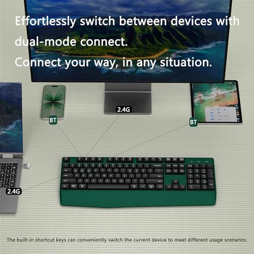 Ergonomic Wireless Bluetooth Keyboard with Wrist Rest (Green)