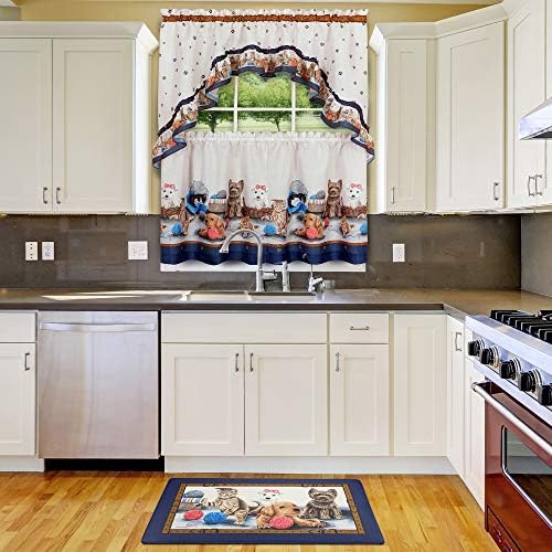 PowerSellerUSA Printed Anti Fatigue Mat, Non Slip Printed Textured Comfort Standing Floor Mats for Living, Dining Room, Bedroom, Kitchen, Office, Work (18x30 in., Playful Kitty and Puppies)
