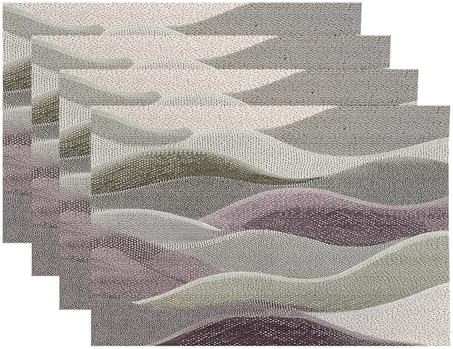 Monochromatic Abstract Linen Placemats, Halftone Effect Minimalist Art Table Mats for Table Washable Heat Insulation Thick Dining Mat, Indoor/Outdoor 12X18 in 4 Pcs