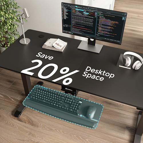 EUREKA ERGONOMIC Keyboard Tray Height Adjustable, Swivel Tilt Computer Keyboard Drawer Under Desk, 25x9.13'' Sliding Keyboard & Mouse Platform with Mouse Pad for Typing, Black