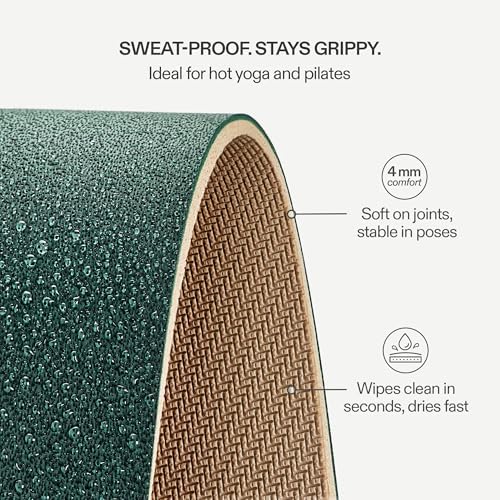 Premium Yoga Mat – Sweat-Activated Non-Slip PU Grip I Natural Rubber Base I 4mm for Yoga, Pilates & Workouts