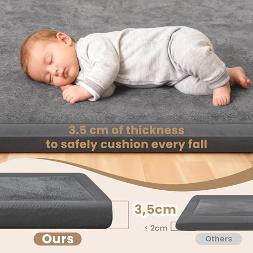 1.3" Thick Baby Play Mat for Floor,71x79 Ultra Soft Elasti-Foam Mat