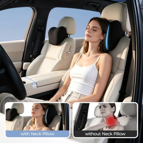 BABUR Car Neck Pillow Ergonomic 100% Memory Foam Headrest for Driving Seat