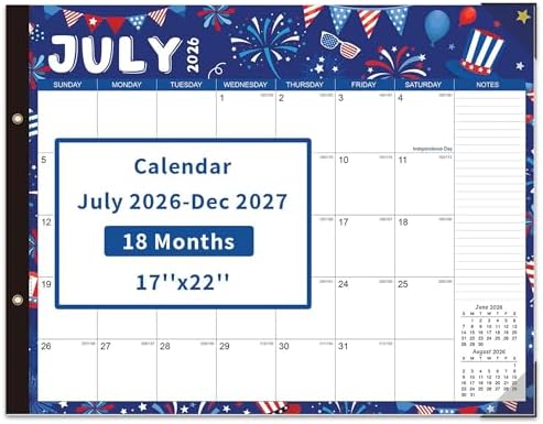 COMIX Desk Calendar 2026-2027, Large 22" x 17" Monthly Desktop Planner Pad with Frosted Cover, 18 Months July 2026 to December 2027, Side Bound Thick 120 GSM Paper for Office School Home