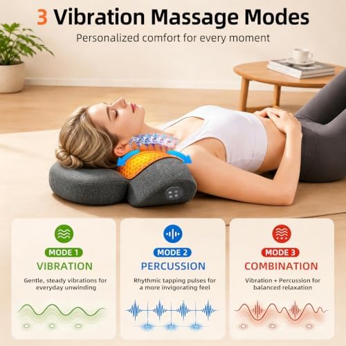 3 in-1 Cordless Neck Massager Pillow with Heat, Vibration, Remote Control