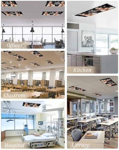 Black Snowman Magnetic Fluorescent Light Covers for Ceiling Lights 2 x 4 Feet,Vintage Christmas Snowflakes Watercolor Office Classroom Kitchen Drop Ceiling Light Covers Filters Shade Panel 3 Packs
