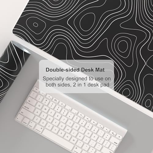 Faux Leather Large Mouse Pad, Office Desk Mat, 31.5"x15.7", Topography Map