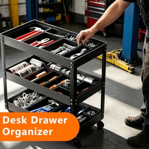 UPGRADED 6 SIZE & 62 PCS Tool Box Organizer Desk Drawer Organizer Tray Set