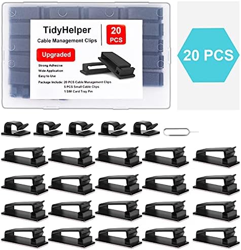 TidyHelper 20 PCS Cable Management Clips, Black, for Multiple Cords