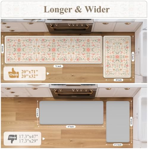 KIMODE Cushioned Kitchen Floor Mats Anti Fatigue,Kitchen Runner Rug 2 Piece