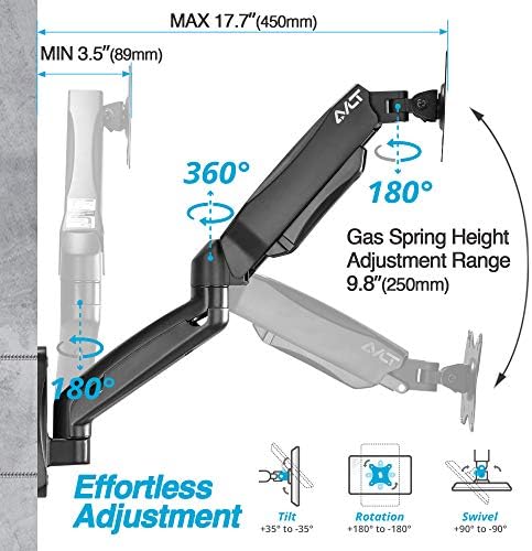 AVLT Dual 17"-32" Monitor Wall Mount fits Two Flat/Curved Computer Screen
