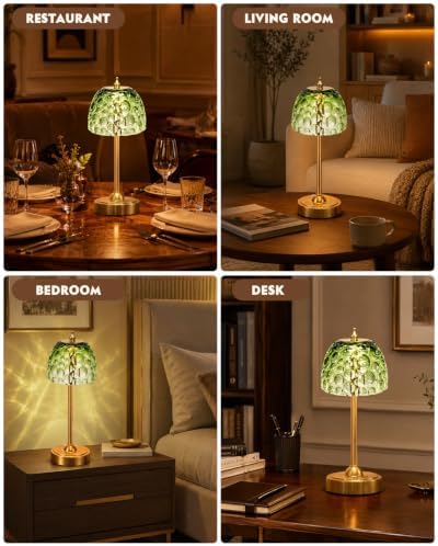 Nusogon Cordless Glass Table Lamp, 5200mAh Small Rechargeable Touch Lamp