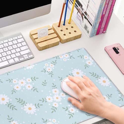 Large Daisy Flower Gaming Mouse Mat - XL Desk Pad for Keyboard Mice - 31.5 x 11.8 Inch Thin Extended Long Mousepad
