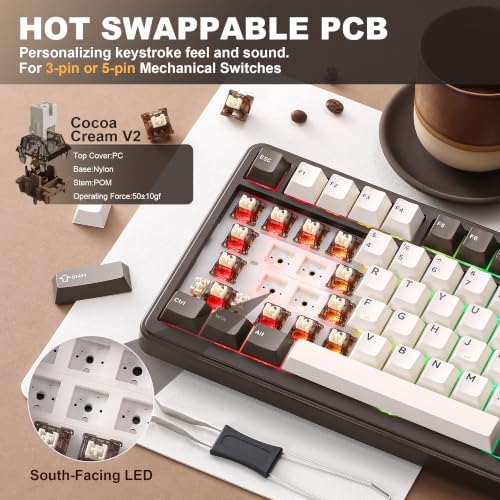 YUNZII B75 PRO 75% Wireless Mechanical Keyboard (Coffee Brown, Cocoa V2)