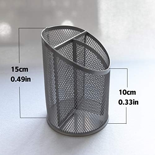 Fengtaiyuan T07, Silver Metal Wire Mesh Pencil Holder, Desktop Organizer (Silver-T07)