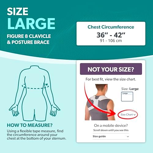 BraceAbility Clavicle Support Brace - Figure 8 Upper Back Brace Posture Corrector for Women and Men, Shoulder Straightener, Kyphosis Relief, Sling for Injuries and Fractures (Large)