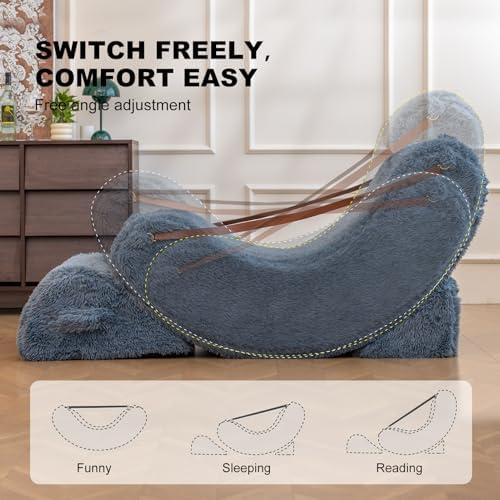 Quiet Rocking Chair, 3-in-1 Adjustable Boneless Floor Recliner for Adults