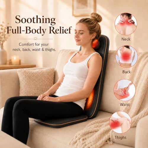 Shiatsu Neck and Back Massager with Heat, Full Back Massage Chair Pad