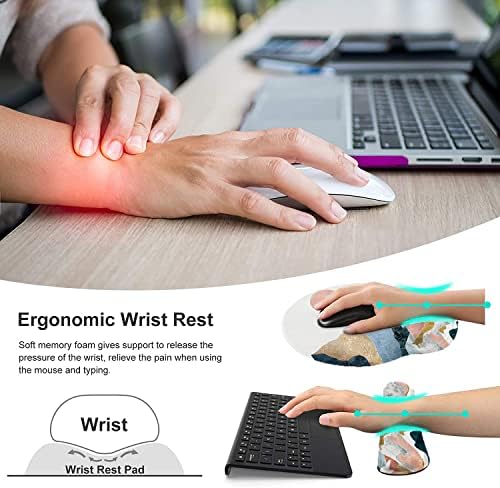 Keyboard Wrist Rest and Mouse Pad, Ergonomic Memory Foam Mouse Pad Wrist Support, Non-Slip & Pain Relief Mouse Pad and Keyboard Wrist Support, Comfortable Mousepad with Wrist Rest for Game, Office