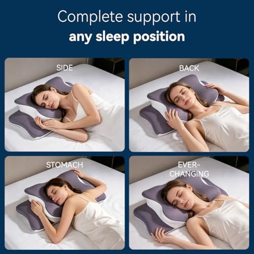 Pillow for Neck Pain Relief, Cooling Memory Foam Cervical Contour Support