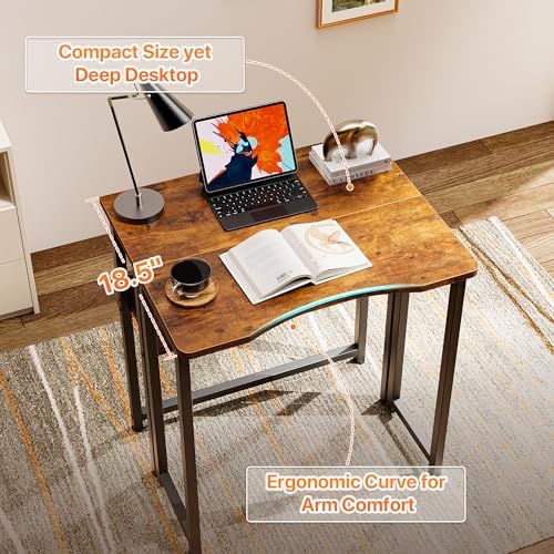 Huuger Folding Desk with Storage Shelf, 23.6 Inch Foldable Computer Table