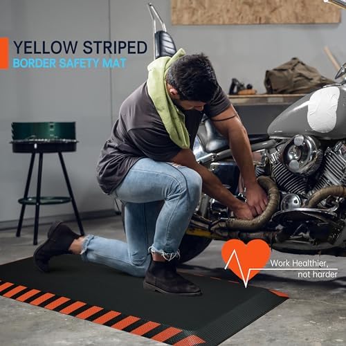 FEATOL Anti Fatigue Mat Industrial, Ergonomic Standing Floor Mat for Work for Stand -Safety Support for Leg & Back Pain(Orange Border, 20" x 59", 1PC)