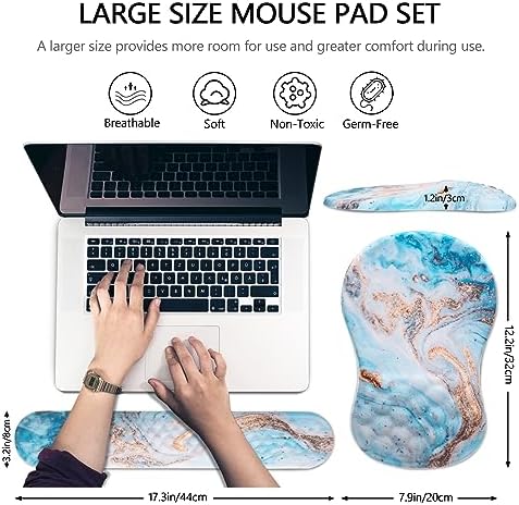 Ergonomic Mouse Pad with Wrist Support and Keyboard Wrist Rest Set